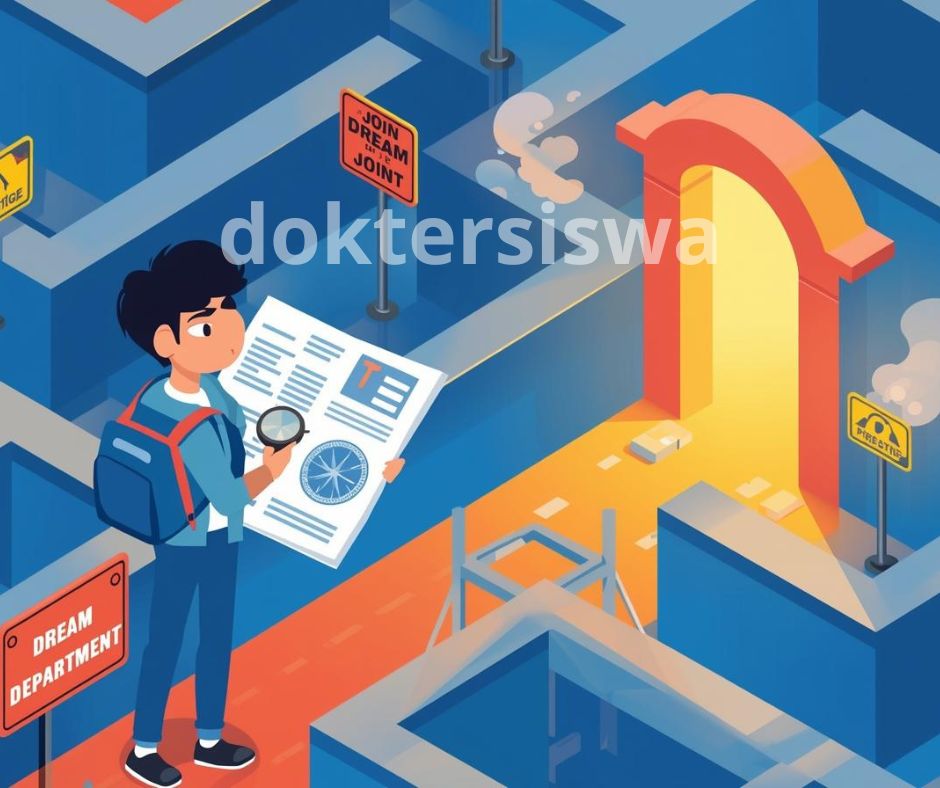 Ilustrasi siswa SMA menggunakan peta strategi untuk menghindari salah pilih jurusan kuliah